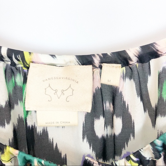 Vanessa Virginia Sveta Silk Ikat Peasant Top Med - Picture 5 of 7